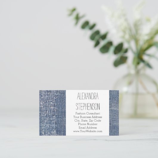 デニ擦り切れたムジーンズファッション服店 名刺 (スタンド正面)