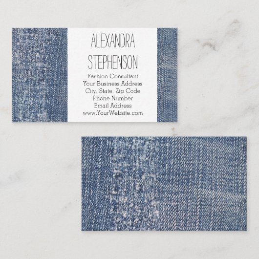デニ擦り切れたムジーンズファッション服店 名刺 (正面/裏面)