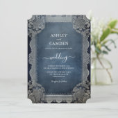 デニ素朴ムブルーとレース結婚ズ 招待状 (スタンド正面)