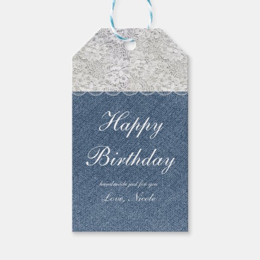 デニ素朴ム&レースホリデークリスマスギフトラベル ギフトタグ (正面)