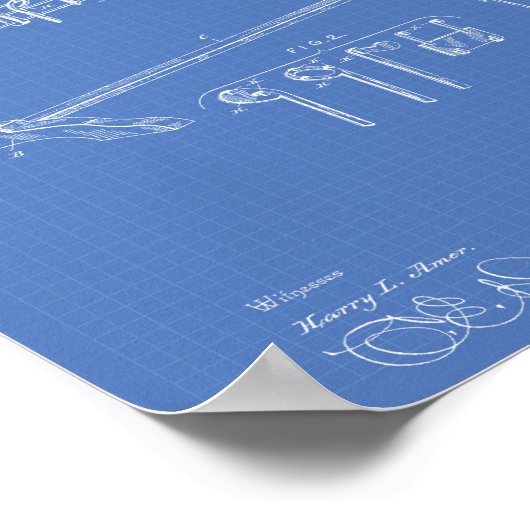 デバイス教えの音楽1893特許アート青写真 ポスター (角)