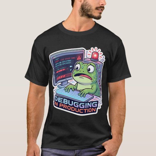 デバッグ中のカエル - 面白いプログラマ& Tシャツ (正面)