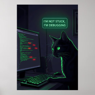 デバッグ中の猫プログラマー - "ただいまデバッグ中" ポスター