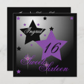 デバッタントのStarSweet sixteen-Cust。 招待状 (正面/裏面)