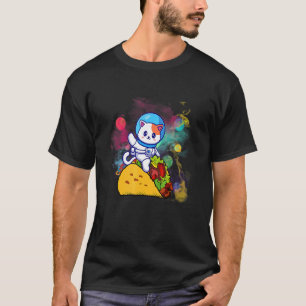 デバリングする猫の宇宙飛行士が宇宙でタコスをプレゼントしている Tシャツ