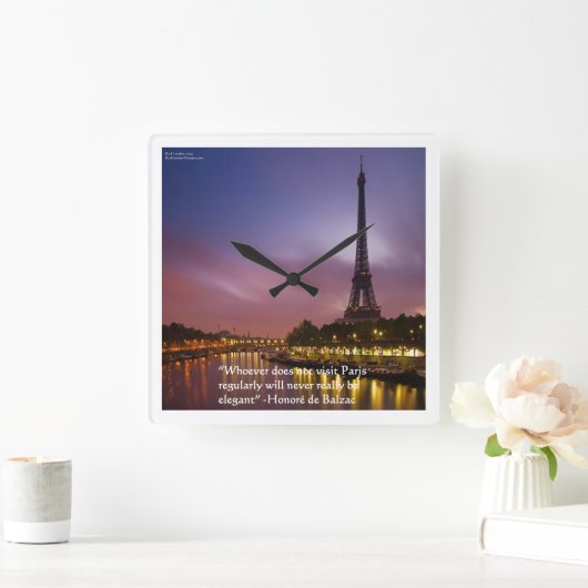 デバルザック引用文オンパリエレガンスウォールクロック スクエア壁時計 (ホーム)