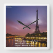 デバルザック引用文オンパリエレガンスウォールクロック スクエア壁時計 (正面)