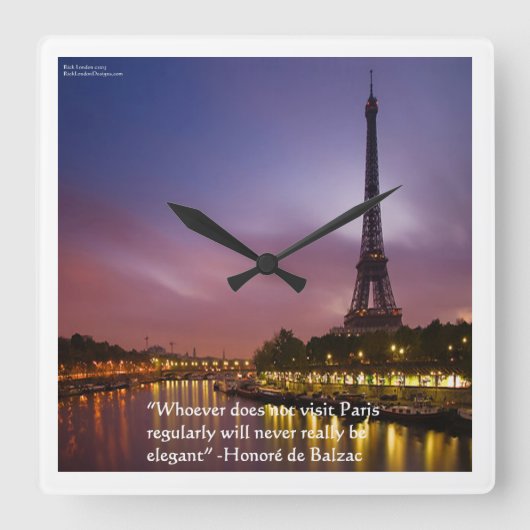 デバルザック引用文オンパリエレガンスウォールクロック スクエア壁時計 (正面)