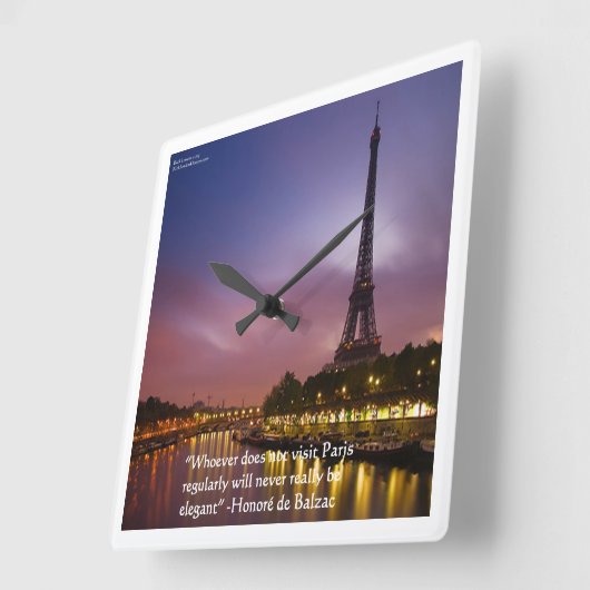 デバルザック引用文オンパリエレガンスウォールクロック スクエア壁時計 (傾斜)