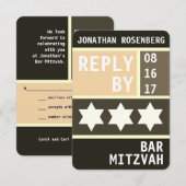 デビはっきりしたッドバー（ユダヤ教の）バル・ミツバーRSVP返信 招待状 (正面/裏面)