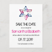 デビアートッドバーバルミツワー日付を保存 案内ポストカード (正面)