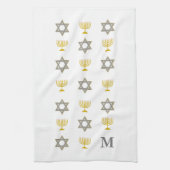 デビッスタイリッシュド(ユダヤ教)メノラーユダヤ教モノグラムの星 キッチンタオル (縦)