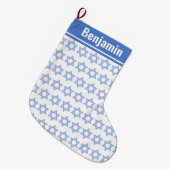 デビッドのブルーシェブロン星 ラージクリスマスストッキング (正面 (吊り時))