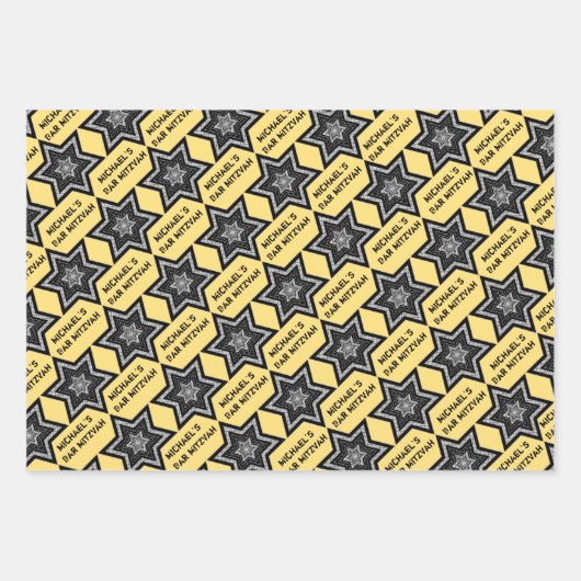 デビッドの大事な行事全パーソナライズされた星 ラッピングペーパーシート (正面3)