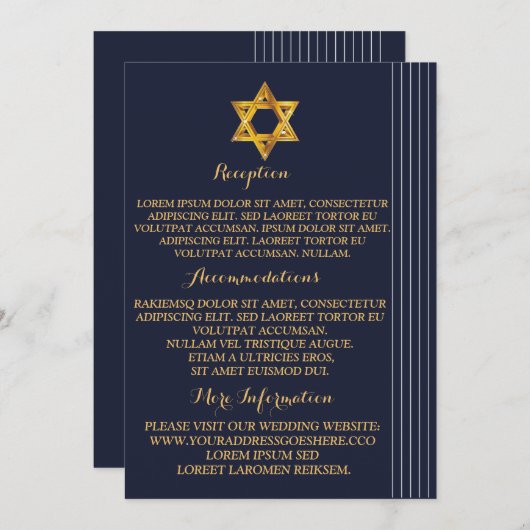 デビッドの海軍と金の星 招待状 (正面/裏面)