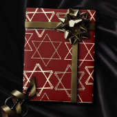 デビッドパターンの星 |赤モダンの金ゴールド ラッピングペーパー