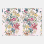 デビッドピンクエレガントフローラのユダヤ星 ラッピングペーパーシート (正面3)