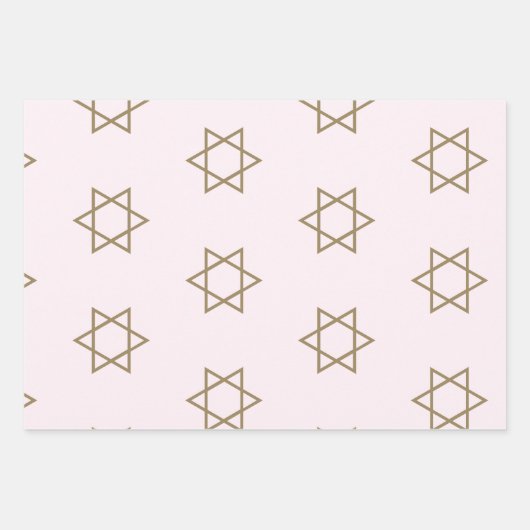 デビッドピンクエレガントフローラのユダヤ星 ラッピングペーパーシート (正面2)
