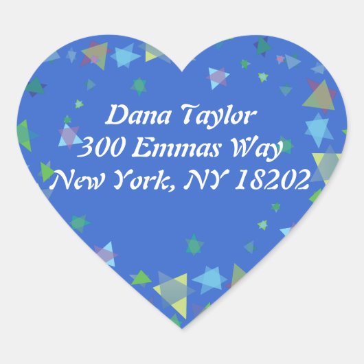 デビッドユダヤ人のスター差出人住所ステッカーラベル ハートシール (正面)