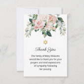 デビッドユダヤ人ピンクフローラ葬儀のスター サンキューカード (正面)