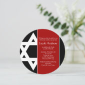 デビッドラウンドのレッド&ブラックスターバー（ユダヤ教の）バル・ミツバー 招待状 (スタンド正面)