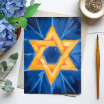 デビッド・ハヌッカブルーの水彩画のスター シーズンカード<br><div class="desc">Star of David Hanukkah Blue Water Color Holiday Card - Happy Hanukkah!</div>