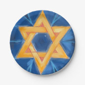 デビッド・ハヌッカブルーの水彩画のスター ペーパープレート (正面)