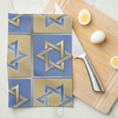 デビッド・メタル・金ゴールド・ブルーのジュダイカスター キッチンタオル (四つ折り)