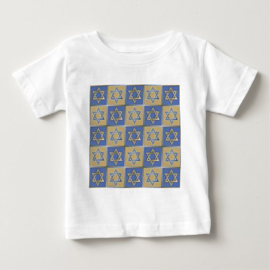 デビッド・メタル・金ゴールド・ブルーのジュダイカスター ベビーTシャツ (正面)