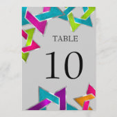 デビッ数々のドシルバーのテーブル番号色の星 招待状 (裏面)