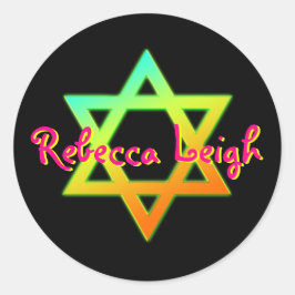 デビパーソナライズされたッドバルミツワーステッカーのスター ラウンドシール