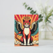 デビルエンジェルキュート子猫ウィングス漫画ブックスタイル ポストカード (スタンド正面)