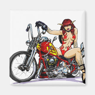 デビルガールバイクもしくは自転車に乗る人 マグネット