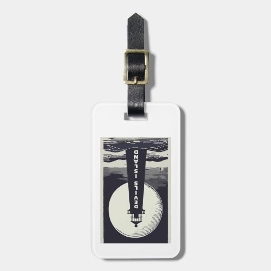 デビルスアイランドライトハウスウィスコンシンムーン ラゲッジタグ (正面縦)
