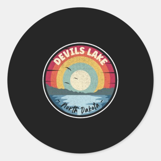 デビルスレイクノースダコタカラフルシーン ラウンドシール (正面)