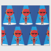 デビルスーパーヒーローはっきりしたキャラクターレッドとブルー ラッピングペーパー (フラット)