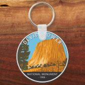 デビルズタワーナショナルモニュメントワイオミングヴィンテージ キーホルダー (正面)