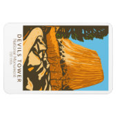 デビルズタワーナショナルモニュメントワイオミングヴィンテージ マグネット (横)