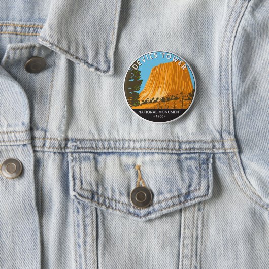 デビルズタワーナショナルモニュメントワイオミングヴィンテージ 缶バッジ (インサイチュ)