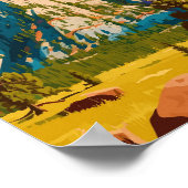 デビルズタワーワイオミンヴィンテージトラベルイラストレーション ポスター (角)