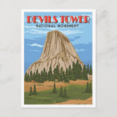 デビルズタワー国定記念物ヴィンテージ旅行 ポストカード (正面)