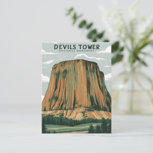 デビルズタワー国定記念碑の絵を描スタイリスト ポストカード (スタンド正面)