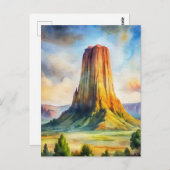 デビルズタワー国立絵を描物 ポストカード (正面/裏面)