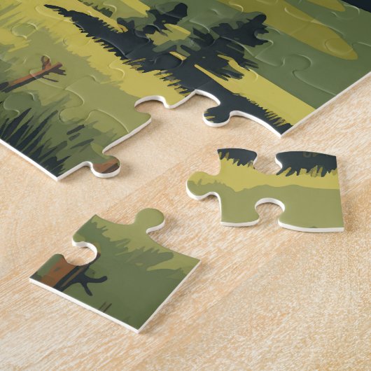 デビルズタワー国立記念物旅行芸術ヴィンテージ ジグソーパズル (側面)