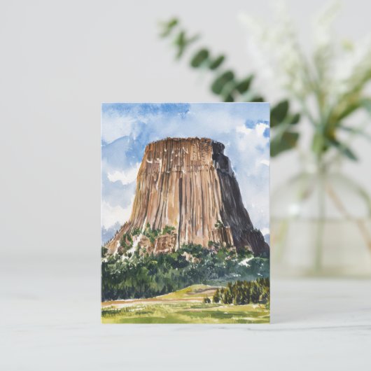 デビルズタワー国立記念碑の水色 ポストカード (スタンド正面)