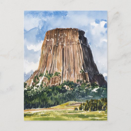 デビルズタワー国立記念碑の水色 ポストカード (正面)
