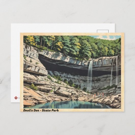 デビルズデン州パークヴィンテージウォーターフォールドポストカード ポストカード (正面/裏面)