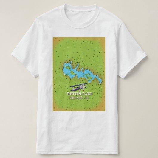 デビルズレイク ノースダコタ アメリカ地図 Tシャツ (デザイン正面)