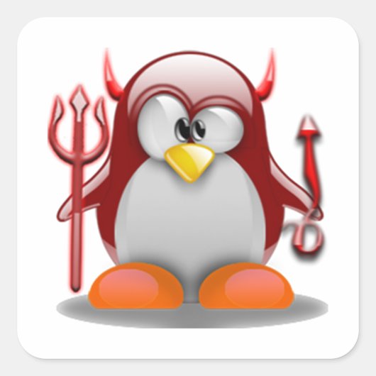 デビルタックス(Linux Tux) スクエアシール (正面)