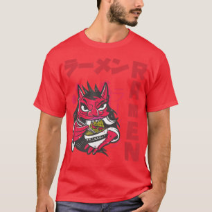 デビルラーメンアニメ麺かわいい日本のスケッチン Tシャツ